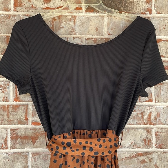 Shein Black Brown Animal Print Dress - Picture 6 of 9